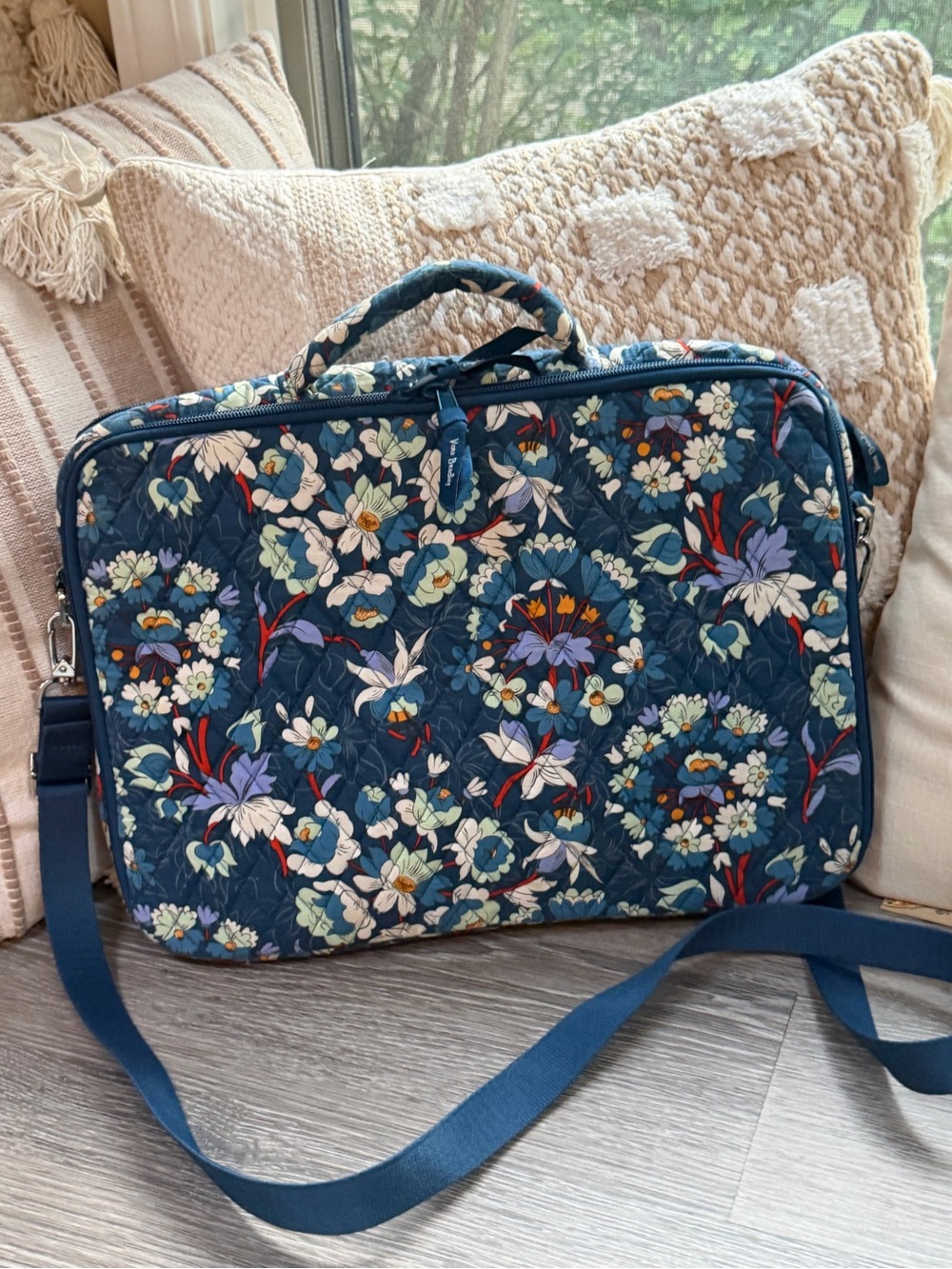 Vera Bradley Navy Floral Quilted Laptop Bag